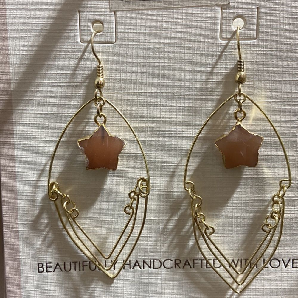 Peach moonstone earrings - Picture 2 of 2